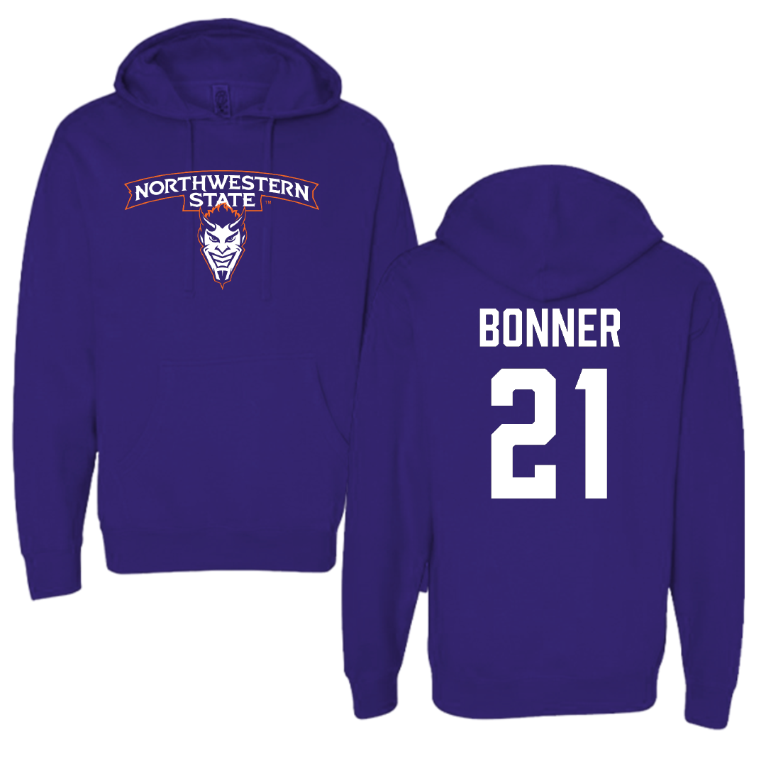 Northwestern State University Football Purple Hoodie - #21 Ja’Marion Bonner
