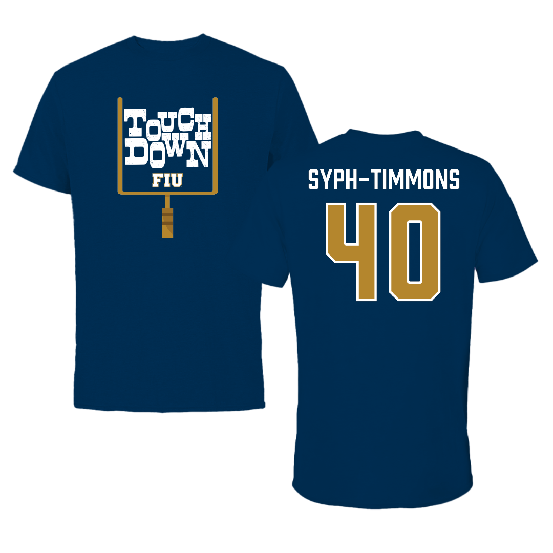 Florida International University Football Navy Touchdown Tee - #40 Orlando Syph-Timmons
