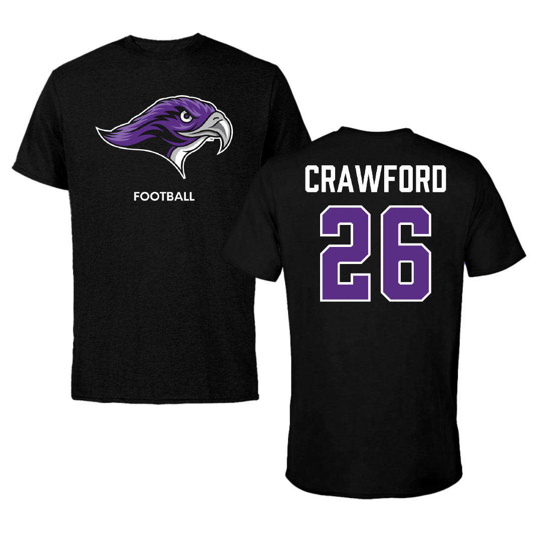 Stonehill College Football Black Performance Tee - #26 Marcus Crawford