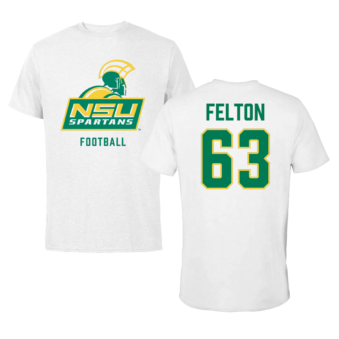 Norfolk State University Football White Performance Tee - #63 Marselle Felton