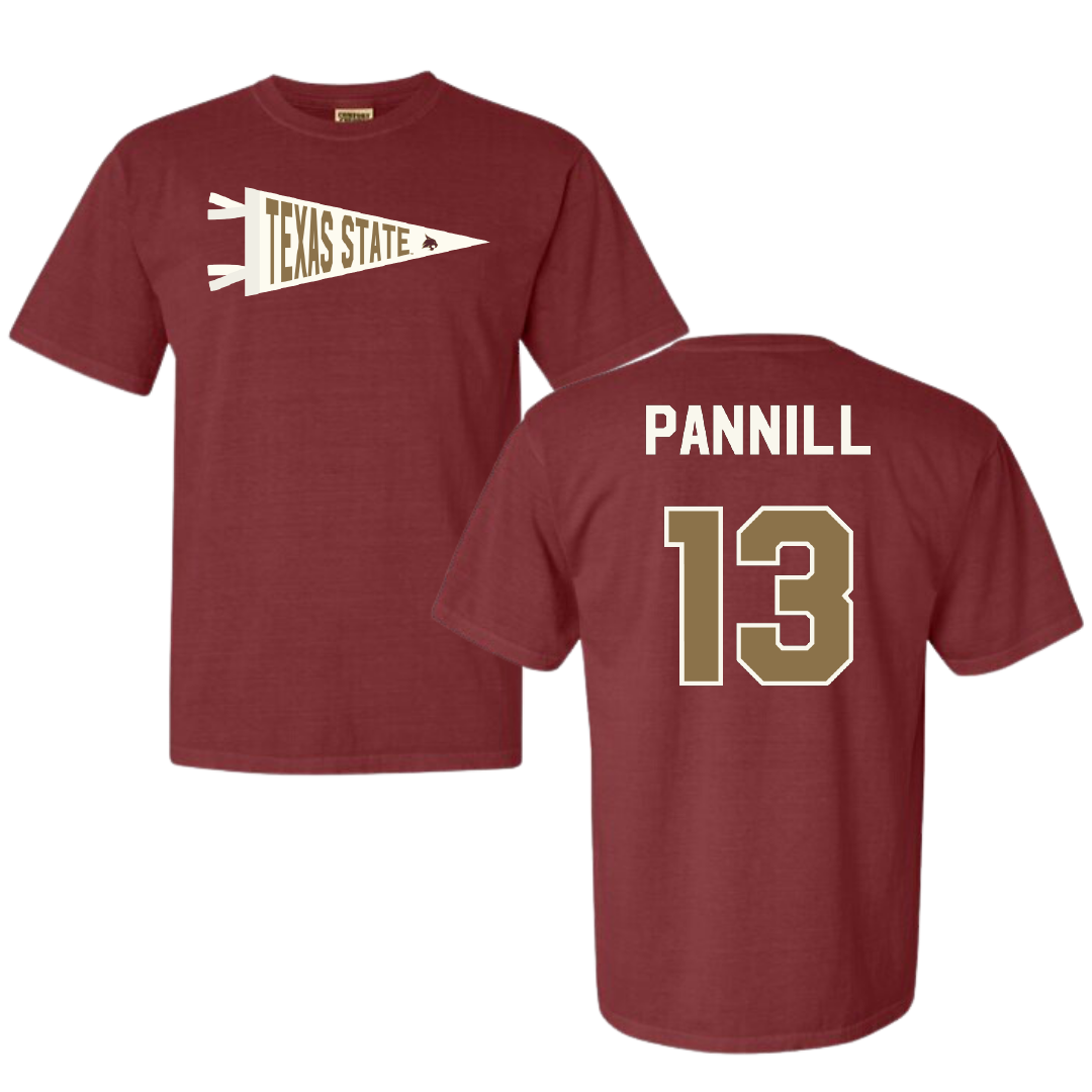 Texas State University Softball Maroon Pennant Comfort Colors Tee - #13 Braylin Pannill