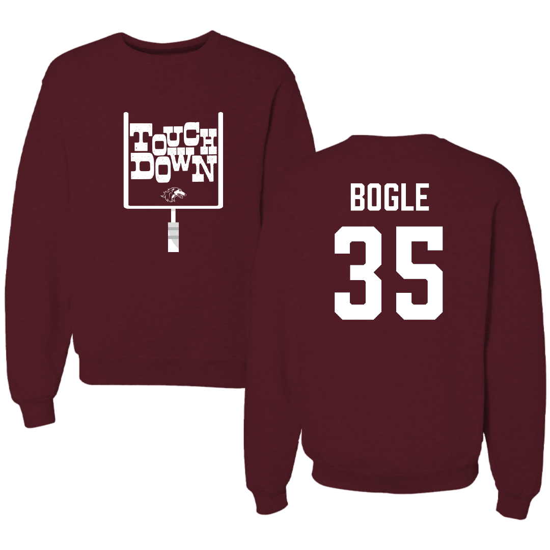 Southern Illinois University at Carbondale Football Maroon Touchdown Crewneck - #35 Ben Bogle