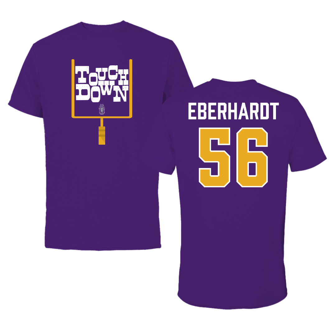 University at Albany Football Purple Touchdown Performance Tee - #56 Neco Eberhardt