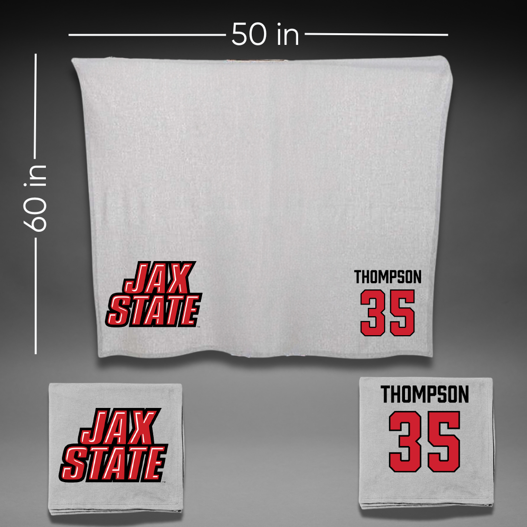Jacksonville State University Football Gray Blanket - #35 Aidan Thompson