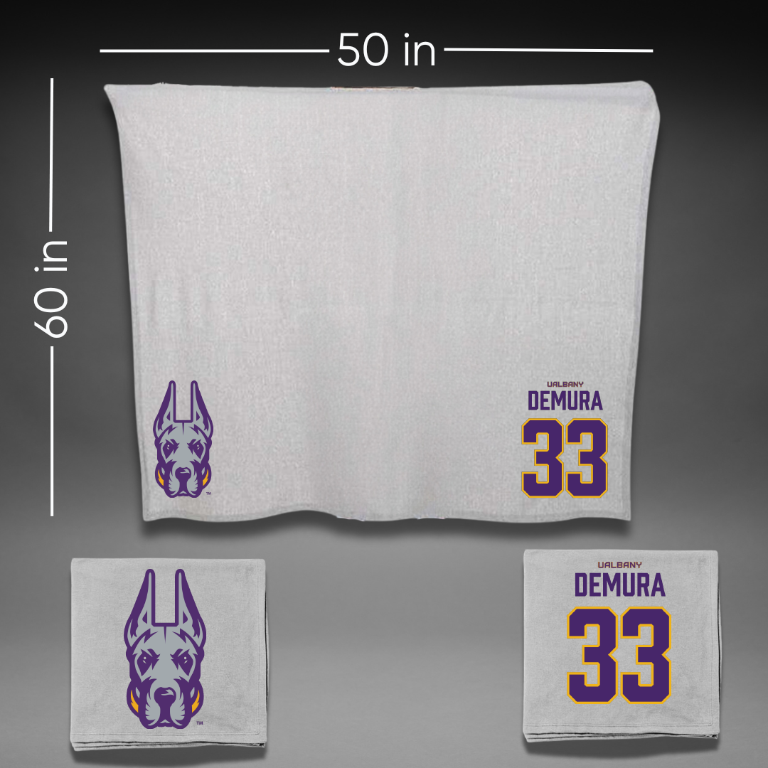 University at Albany Soccer Gray Blanket - #33 Sophia DeMura