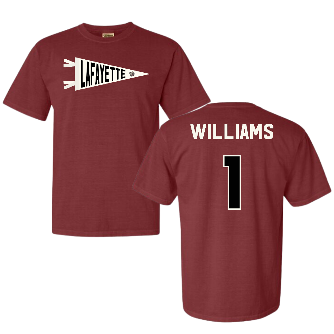 Lafayette College Basketball Maroon Pennant Comfort Colors Tee - #1 Caleb Williams