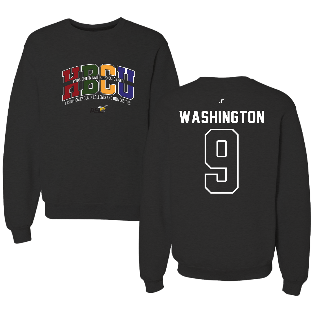 Alabama State University Soccer Black HBCU Crewneck - #9 Sydney Washington