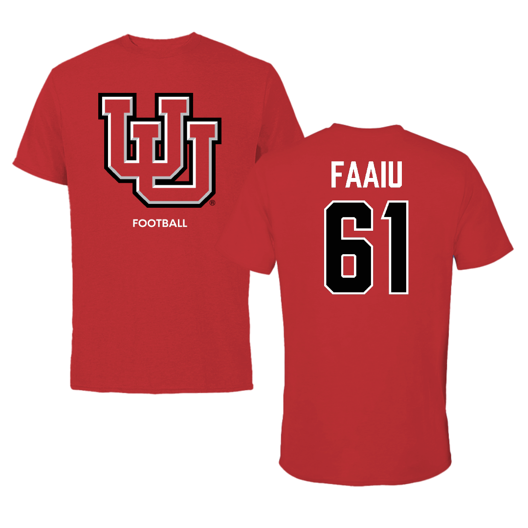 University of Utah Football Red Performance Tee - #61 Kolinu'u Faaiu