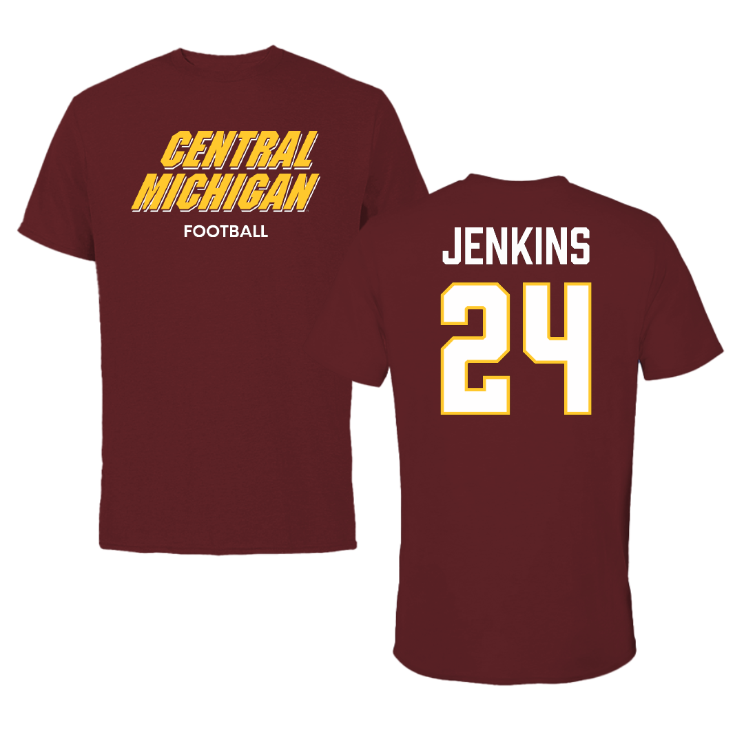 Central Michigan University Football Maroon Tee - #24 Mekhi Jenkins