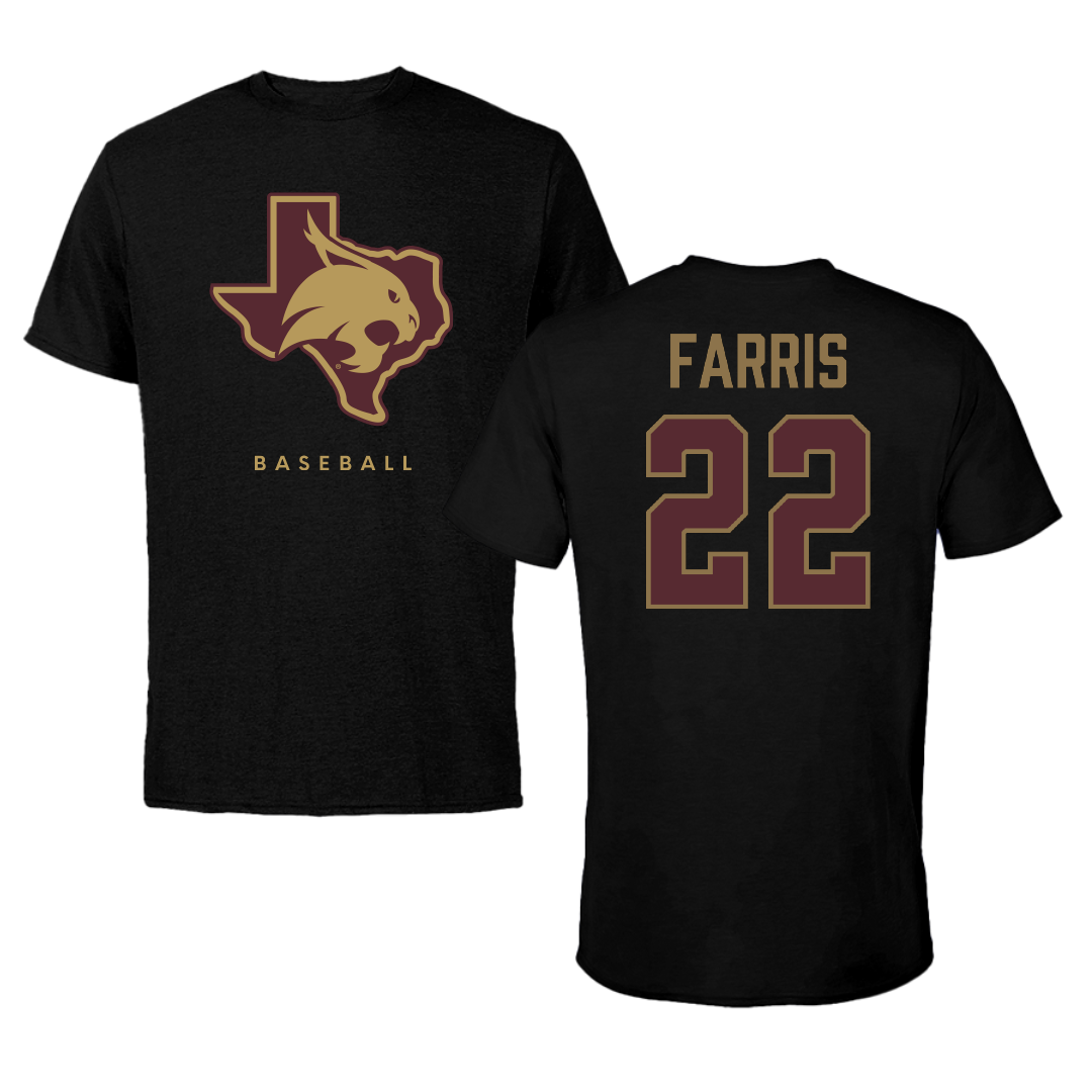 Texas State University Baseball Black Tee - #22 Ethan Farris
