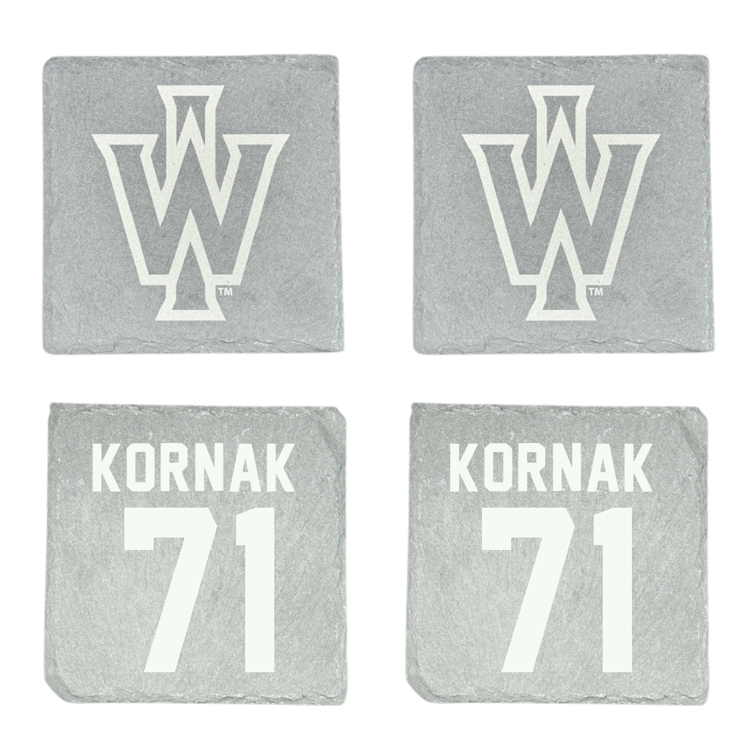Illinois Wesleyan University Football Stone Coaster (4 Pack)  - #71 Brady Kornak
