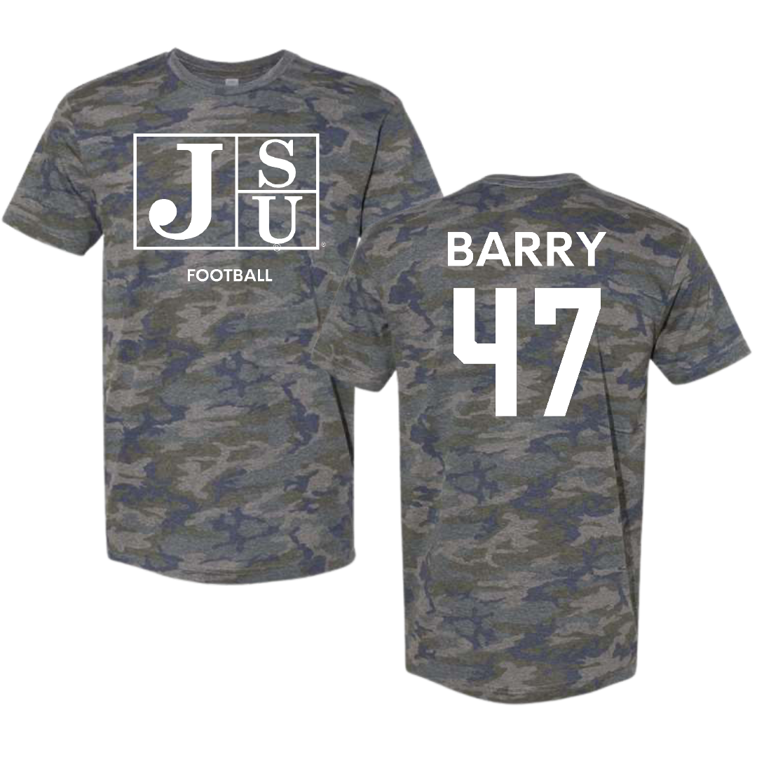 Jackson State University Football Vintage Camo Tee - #47 Jackson Barry