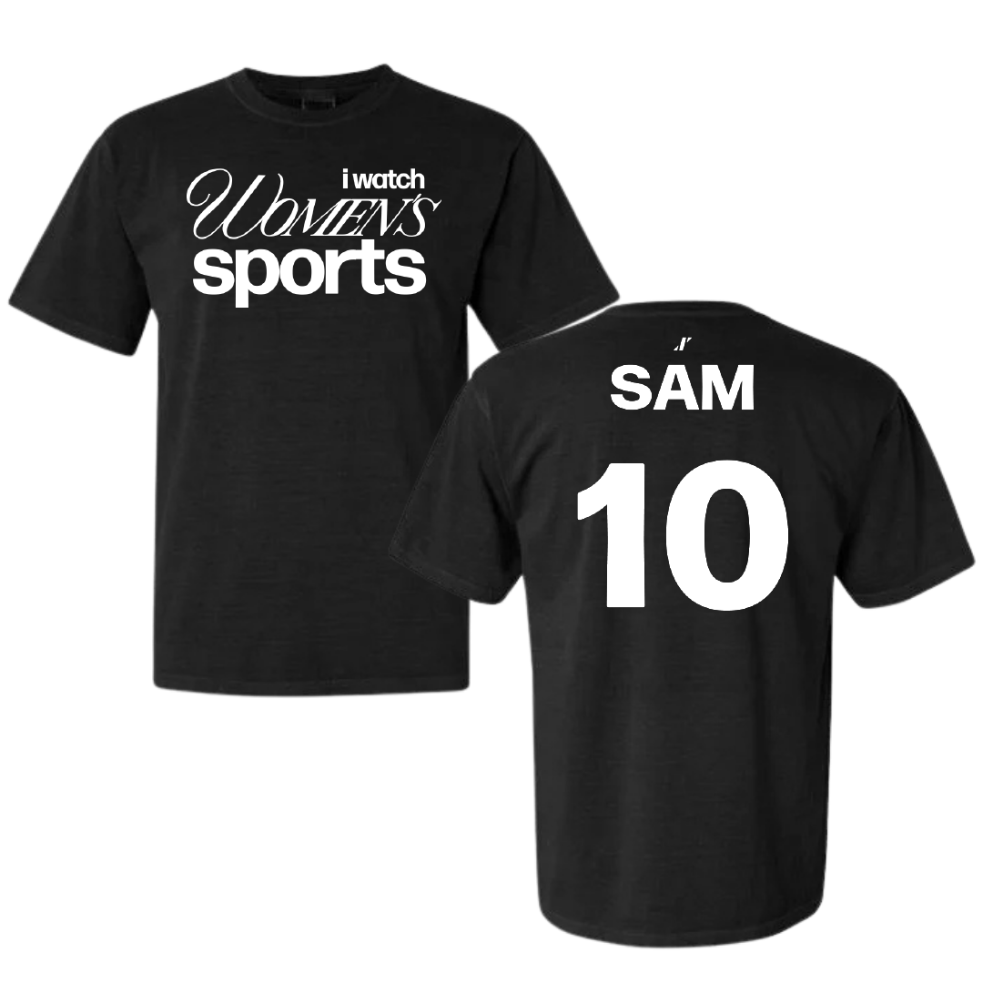 University of Louisiana at Lafayette Basketball Black WHM Comfort Colors Tee - #10 Aasia Sam