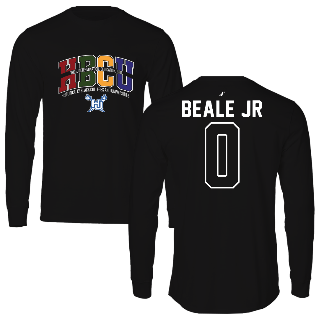 Hampton University Basketball Black HBCU Performance Long Sleeve - #0 George Beale Jr