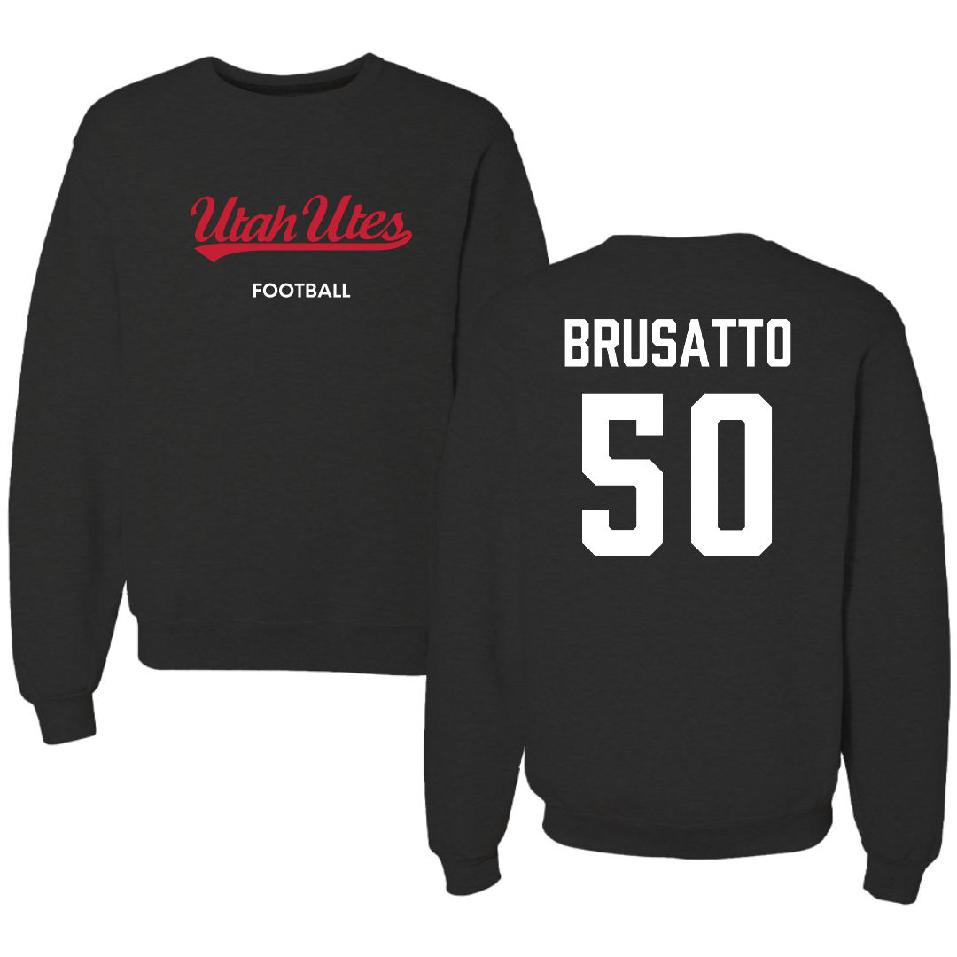 University of Utah Football Black Crewneck - #50 Justice Brusatto