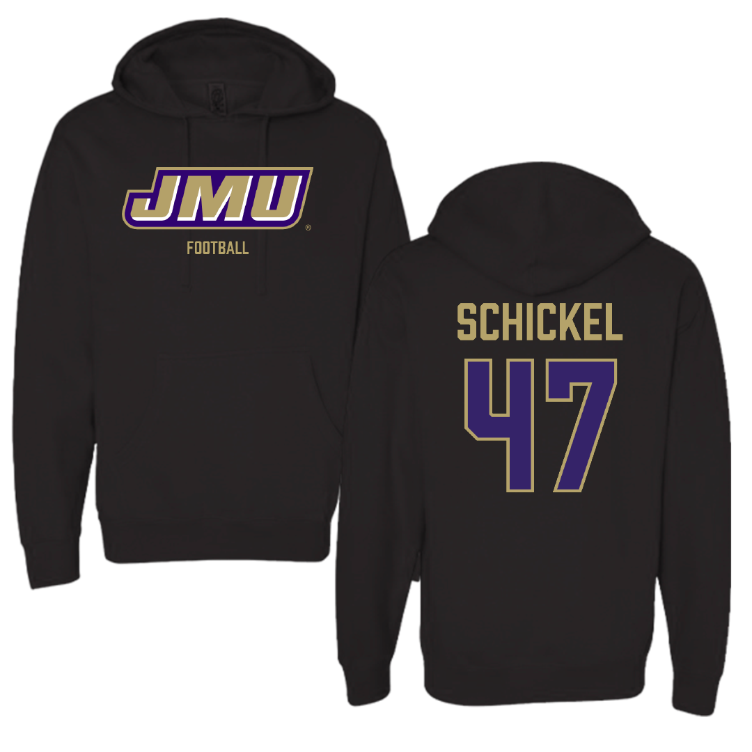 James Madison University Football Black Hoodie - #47 Kaden Schickel