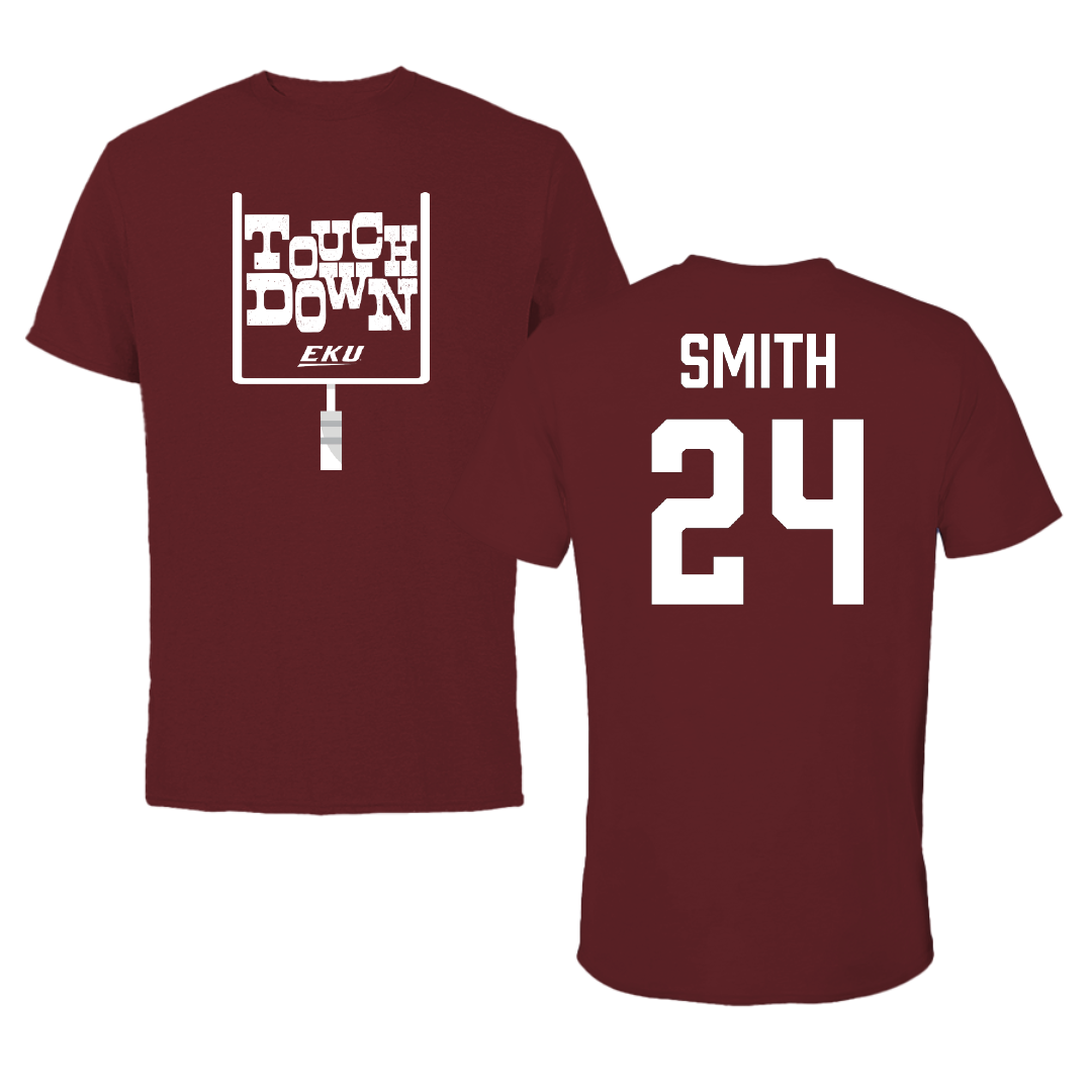 Eastern Kentucky University Football Maroon Touchdown Performance Tee - #24 Kaden Smith