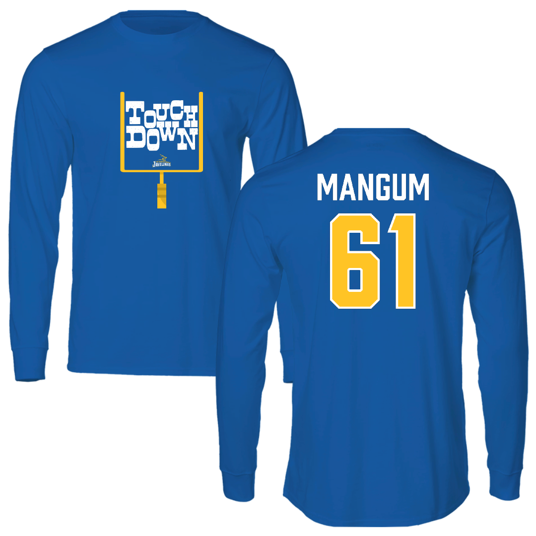 Texas A&M University-Kingsville Football Blue Touchdown Long Sleeve - #61 Hunter Mangum