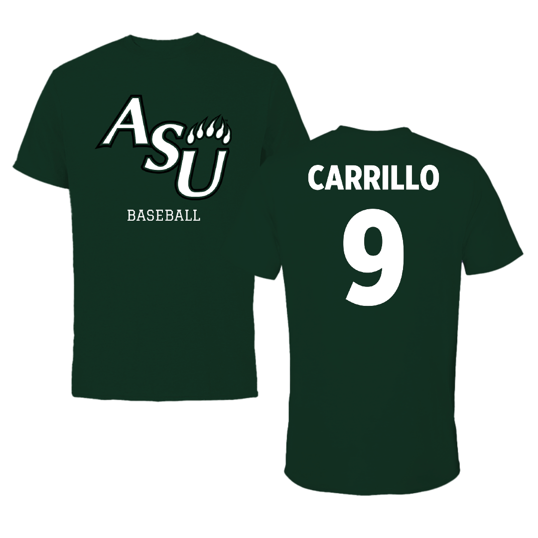 Adams State University Baseball Forest Green Tee - #9 Macs Carrillo
