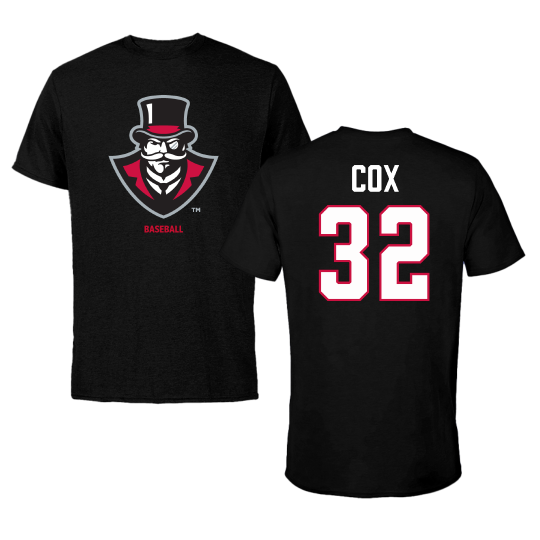 Austin Peay State University Baseball Black Tee - #32 Chance Cox