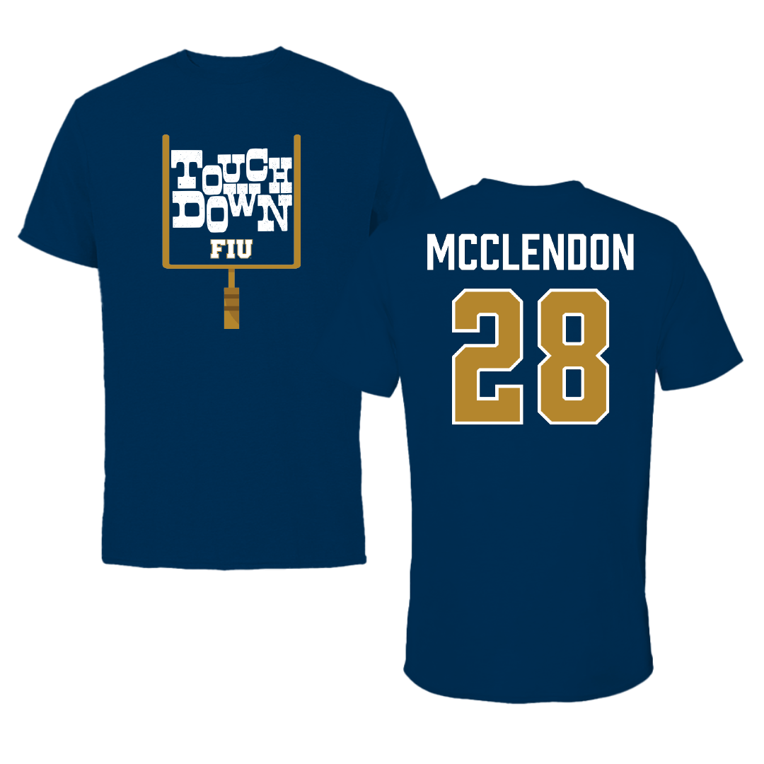 Florida International University Football Navy Touchdown Tee - #28 Jeremiah McClendon