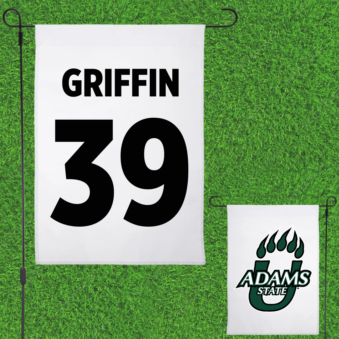 Adams State University Football White Garden Flag - #39 Tyler Griffin