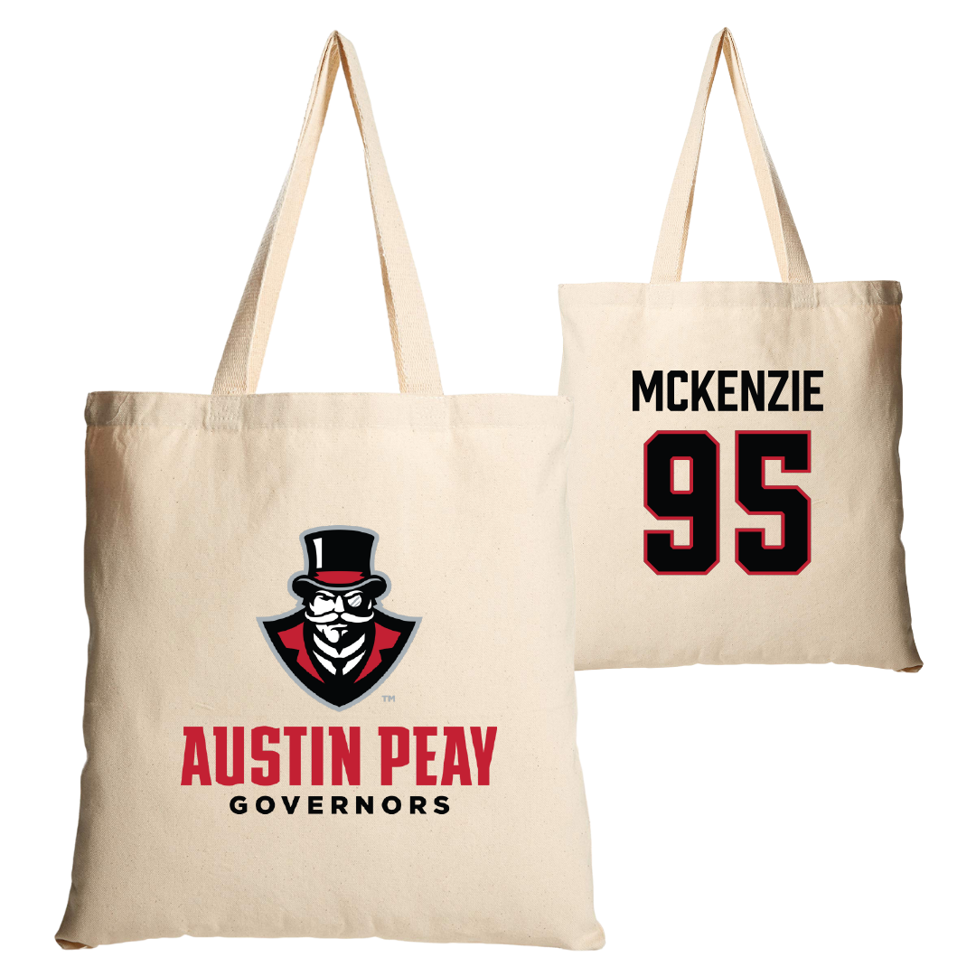 Austin Peay State University Football Tan Canvas Tote Bag - #95 Elon McKenzie