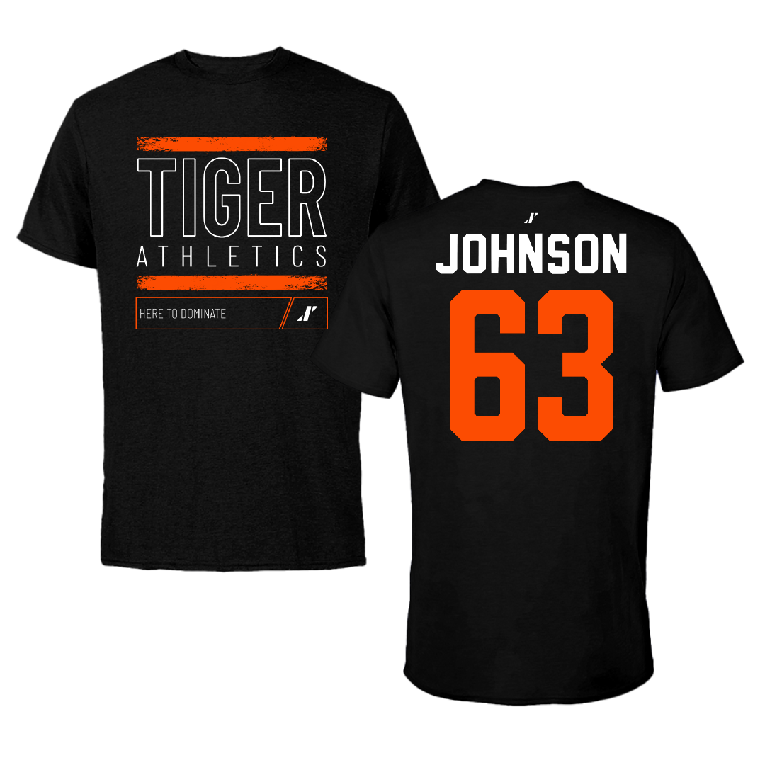 East Central University Football Black Dominate Performance Tee - #63 Tyson Johnson