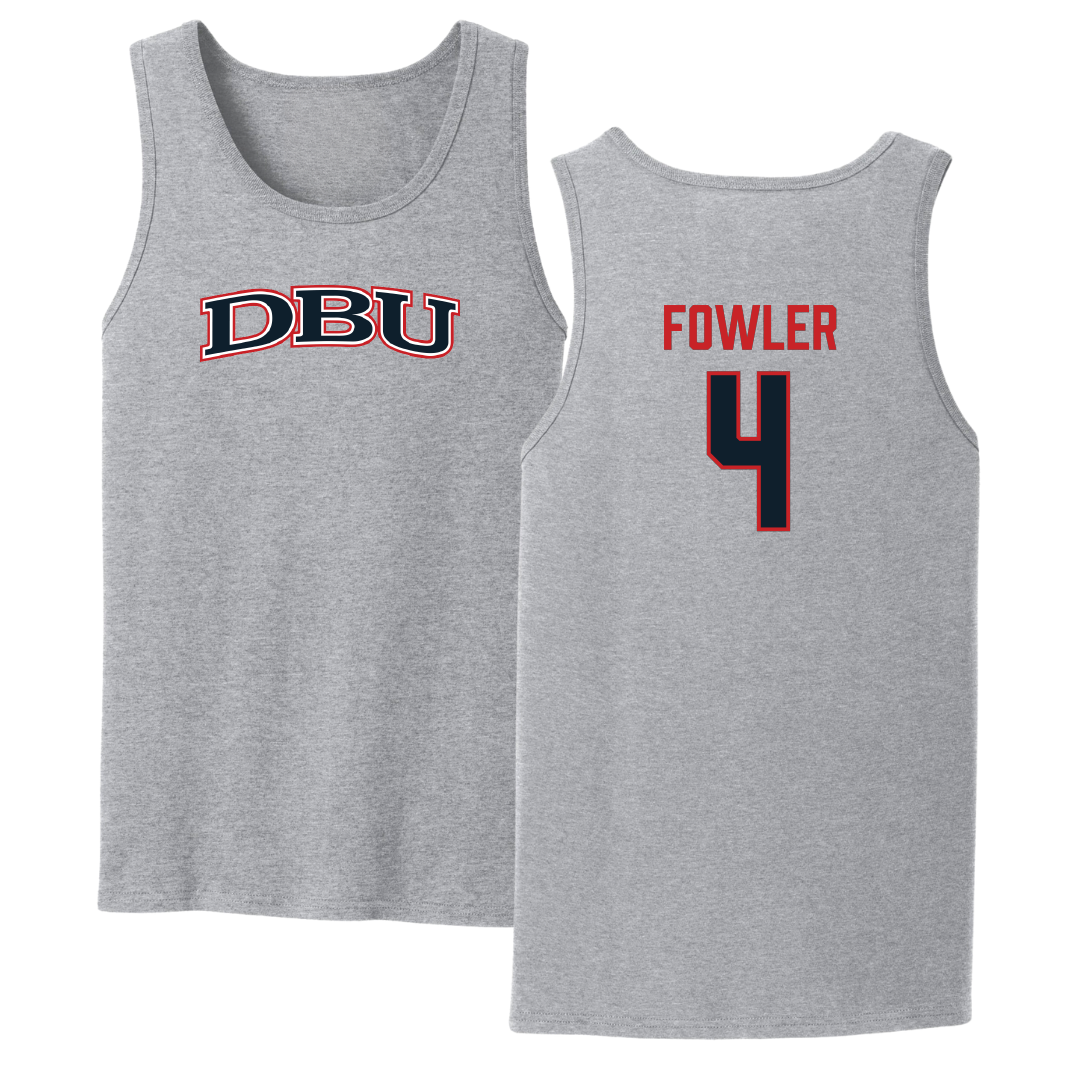 Dallas Baptist University Ice Hockey Sport Gray Tank Top - #4 Austin Fowler