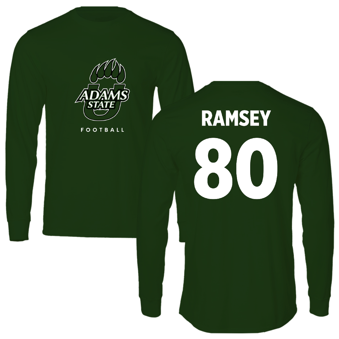 Adams State University Football Forest Green Long Sleeve - #80 Damarian Ramsey