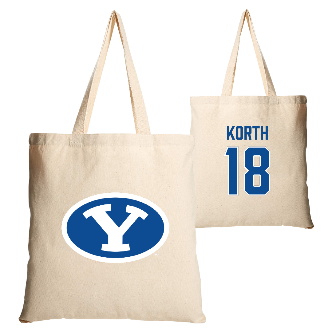 Brigham Young University Softball Tan Canvas Tote Bag - #18 Kaysen Korth