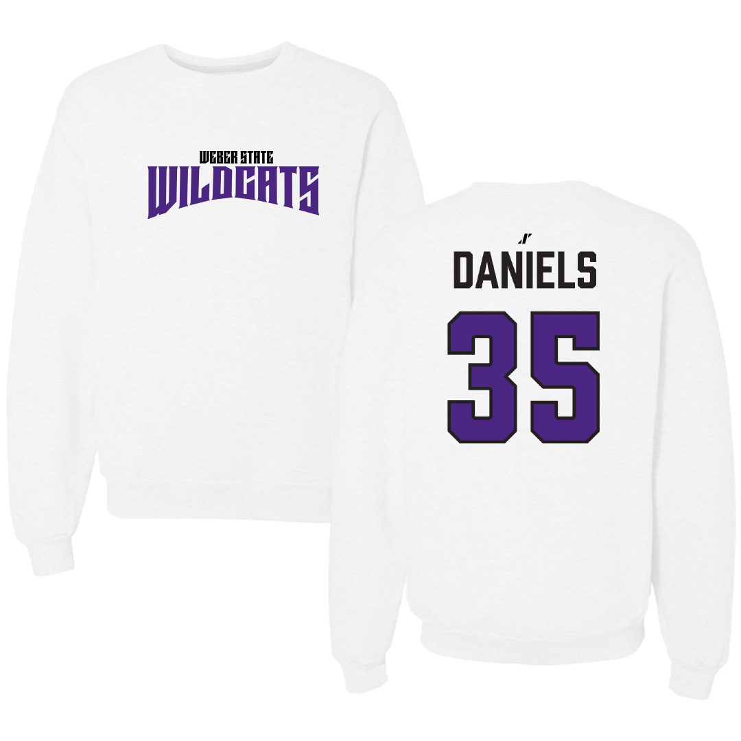 Weber State University Football White Classic Crewneck - #35 Rishi Daniels