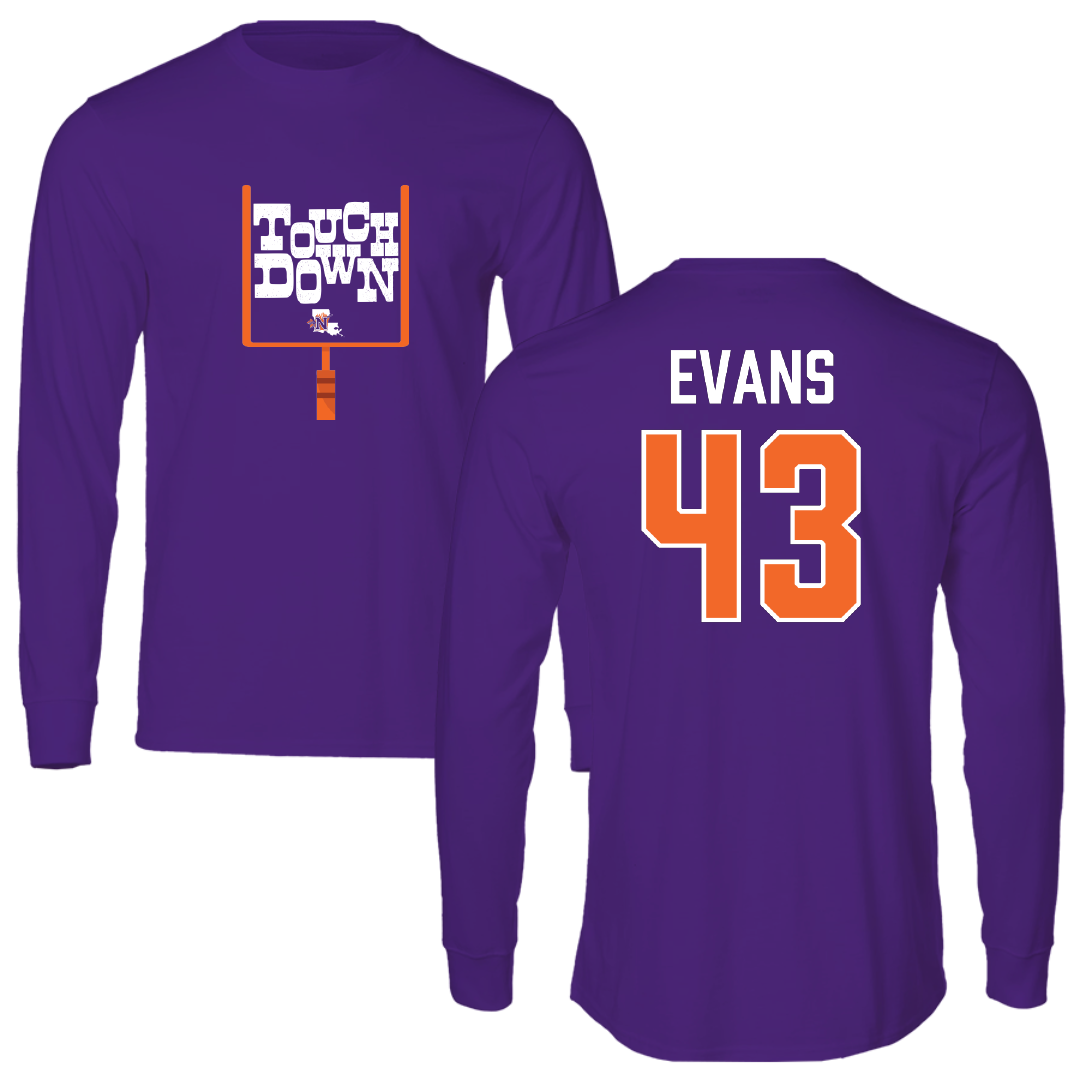 Northwestern State University Football Purple Touchdown Long Sleeve - #43 Cooper Evans