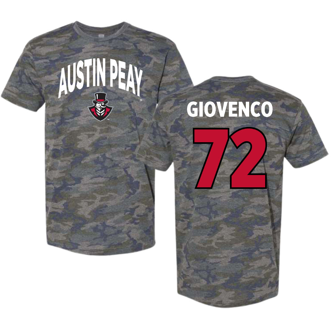 Austin Peay State University Football Vintage Camo Tee - #72 Jaiden Giovenco