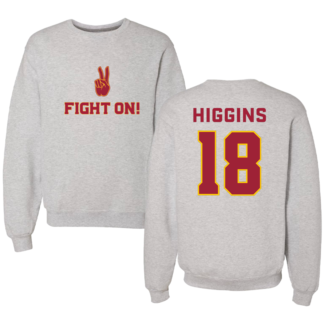 University of Southern California Baseball Gray Crewneck - #18 Kade Higgins
