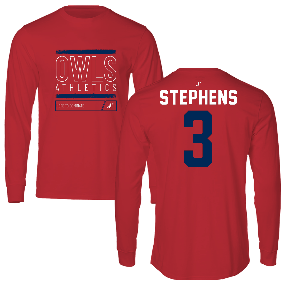 Florida Atlantic University Volleyball Red Dominate Performance Long Sleeve - #3 Nono Stephens