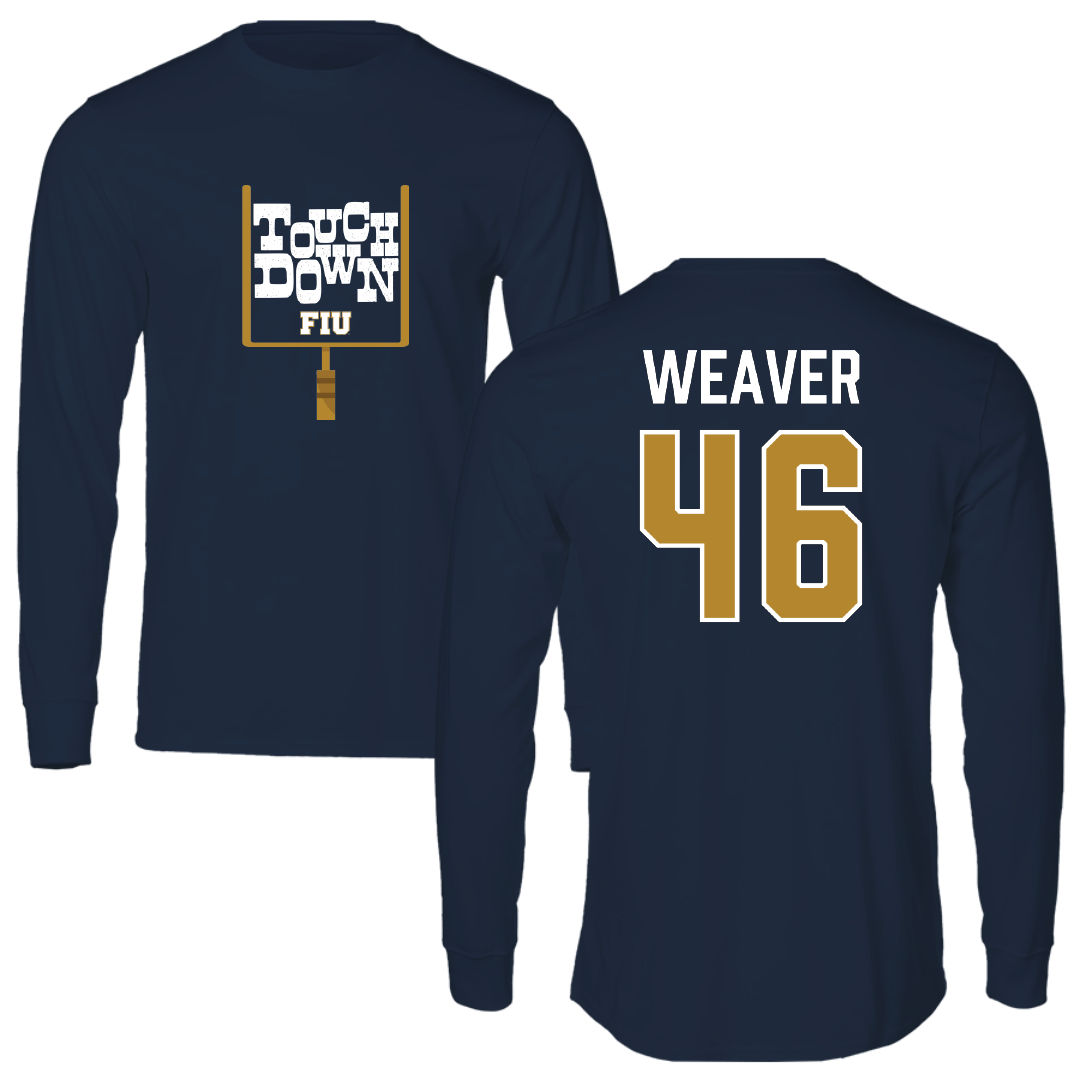 Florida International University Football Navy Touchdown Long Sleeve - #46 Atavious Weaver