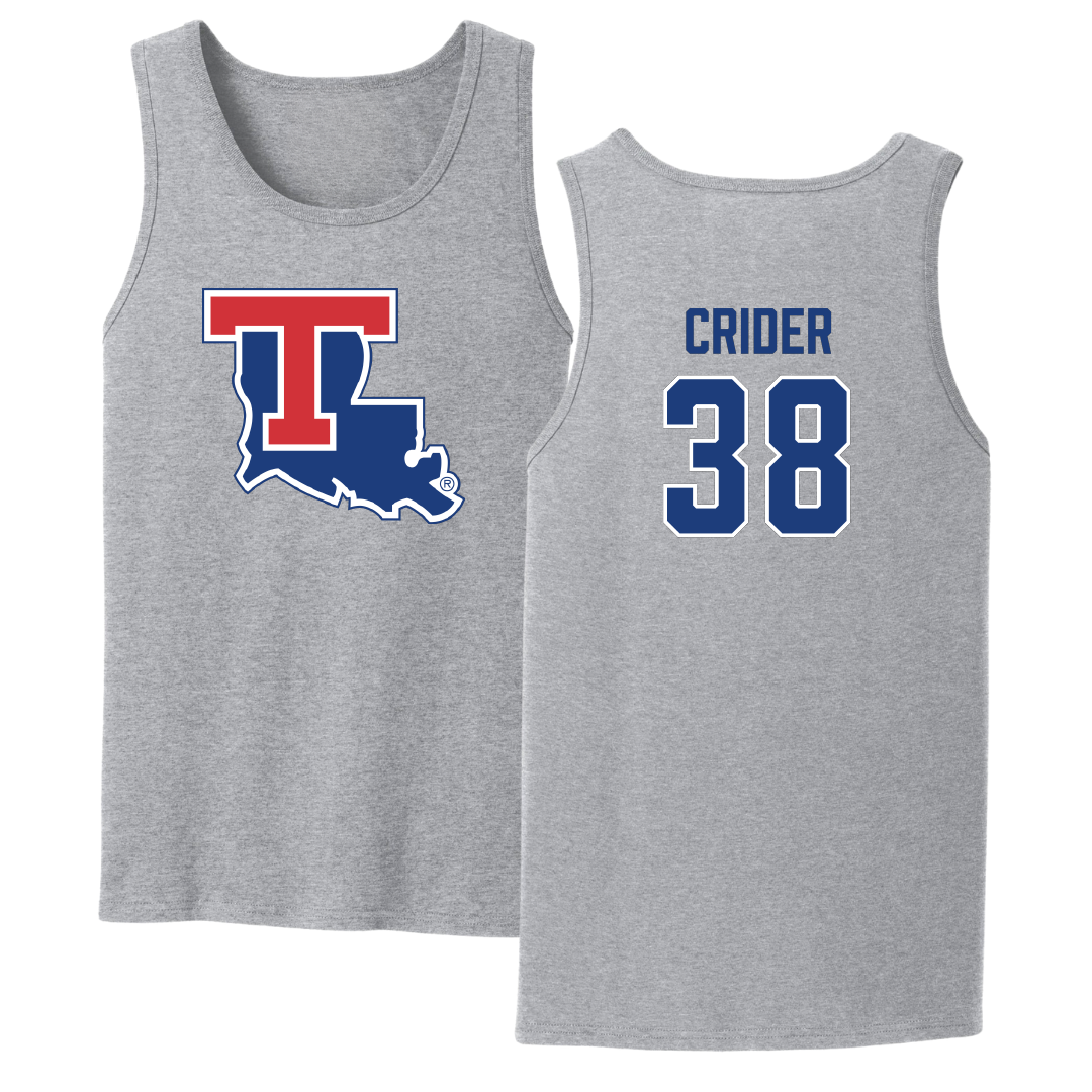 Louisiana Tech University Baseball Sport Gray Tank Top - #38 Nate Crider