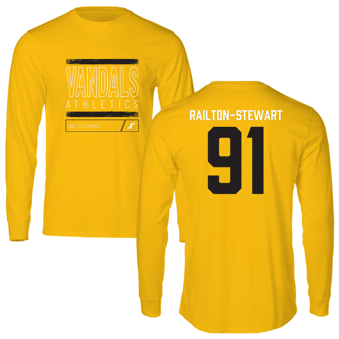 University of Idaho Football Gold Dominate Performance Long Sleeve - #91 Malakai Railton-Stewart