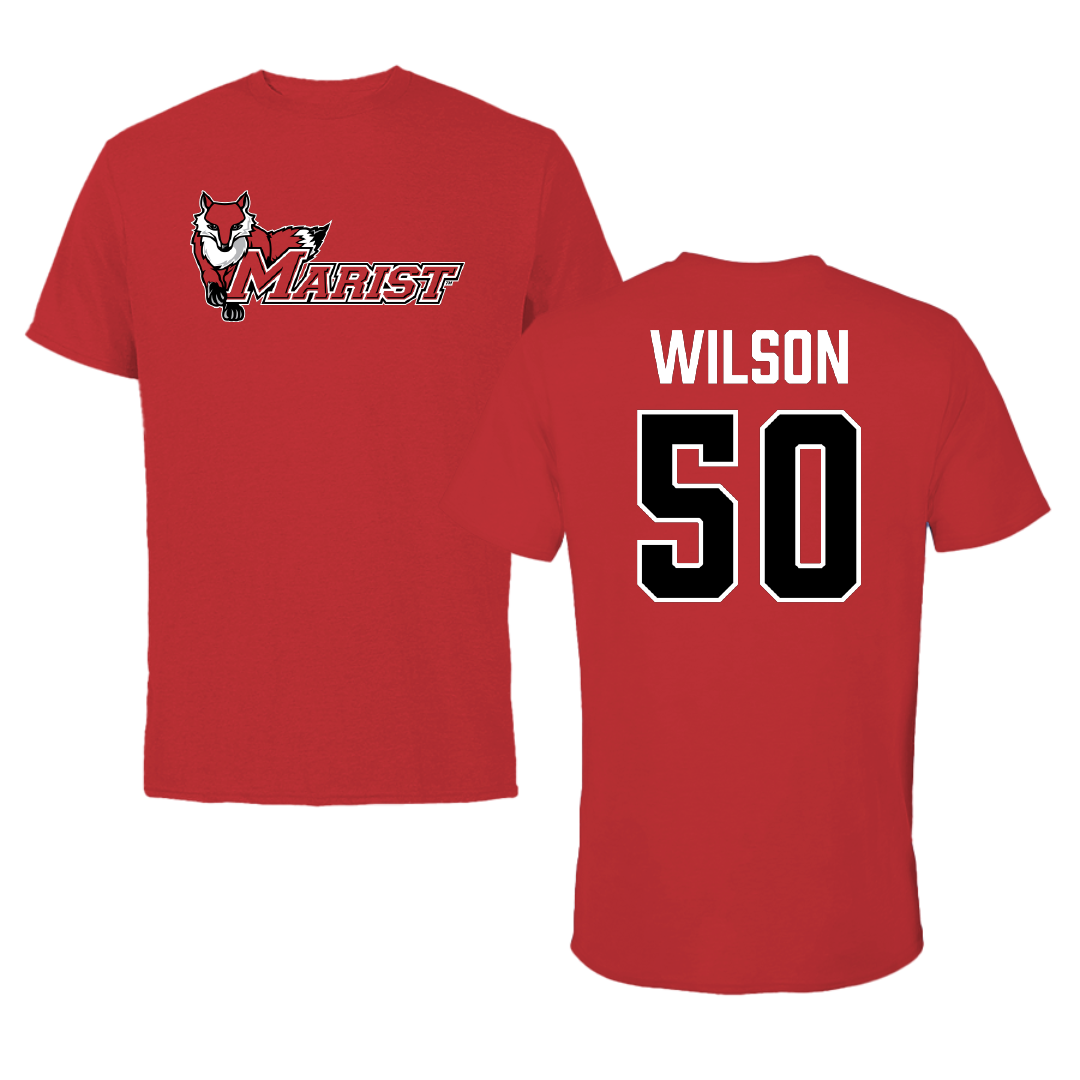 Marist University Football Red Performance Tee - #50 Trevor Wilson