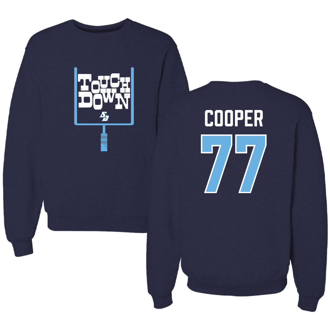 University of San Diego Football Navy Touchdown Crewneck - #77 Malachi Cooper