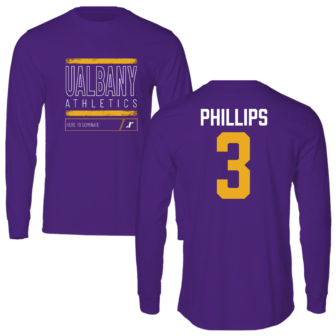 University at Albany Basketball Purple Dominate Long Sleeve - #3 Lilly Phillips