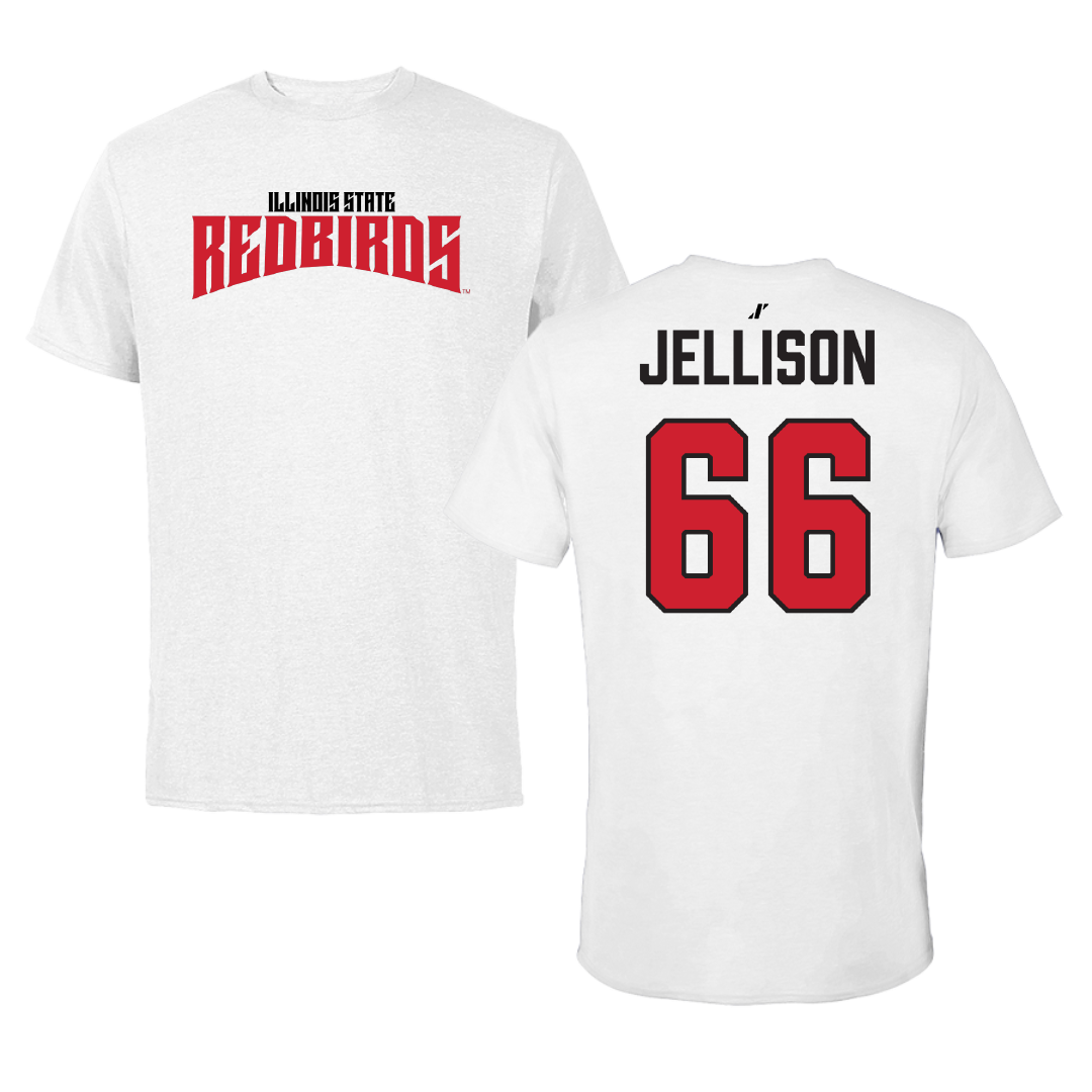 Illinois State University Football White Classic Tee - #66 Brayden Jellison