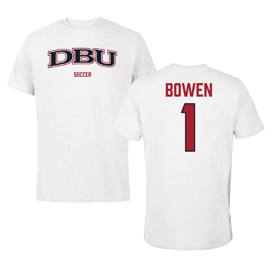 Dallas Baptist University Soccer (W) White Performance Tee - #1 Breanna Bowen