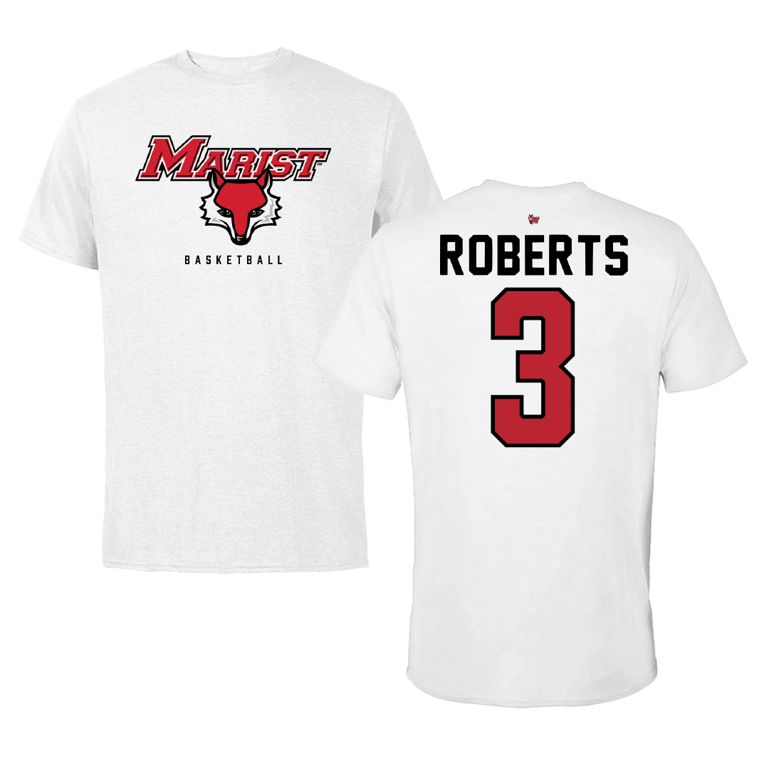 Marist University Basketball White Performance Tee - #3 Travis Roberts