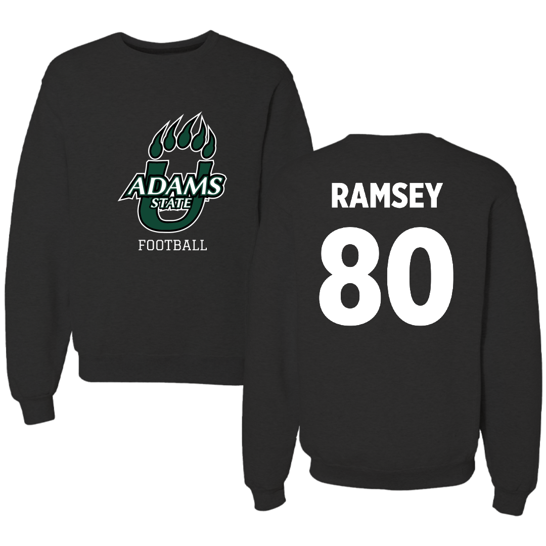 Adams State University Football Black State Crewneck - #80 Damarian Ramsey