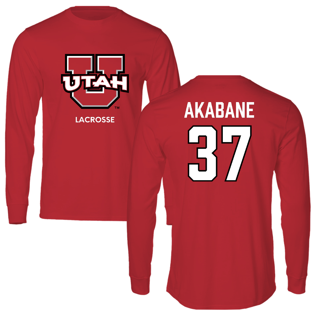 University of Utah Lacrosse (M) Red Utes Performance Long Sleeve - #37 Trey Akabane