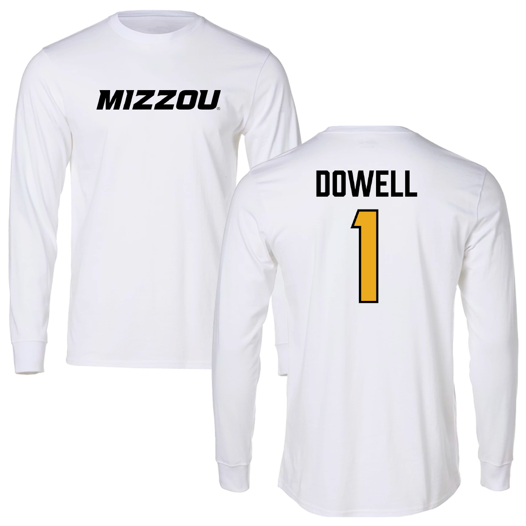 University of Missouri Basketball White Long Sleeve - #1 Shannon Dowell