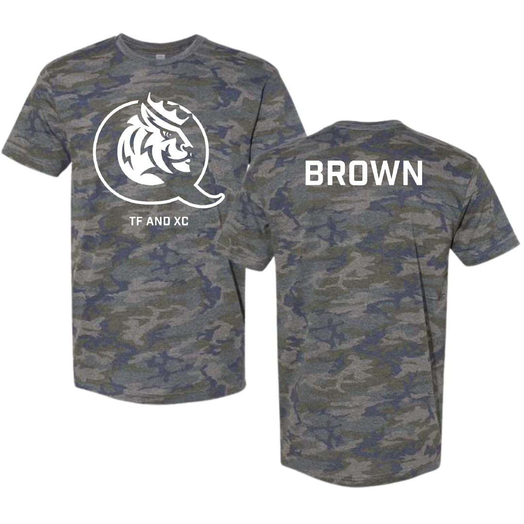 Queens University of Charlotte TF and XC Vintage Camo Tee - Jada Brown