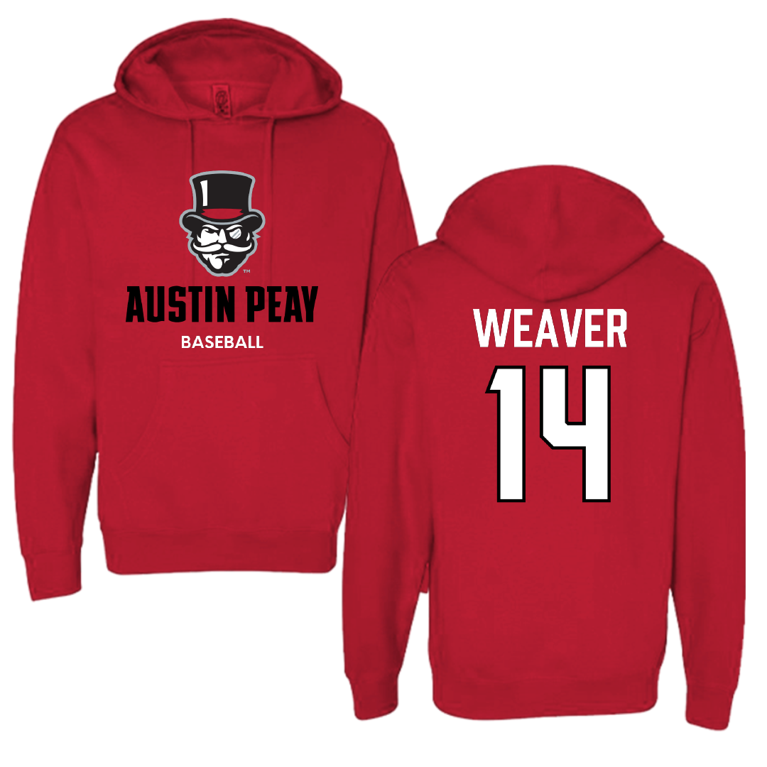 Austin Peay State University Baseball Red Hoodie - #14 Jacob Weaver